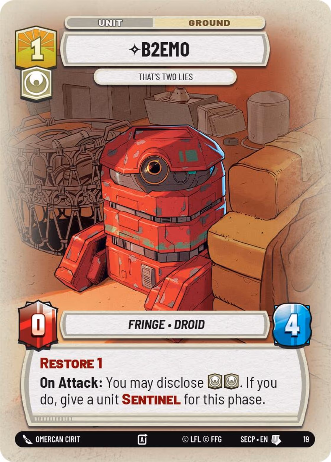 B2EM0 - That's Two Lies SECOP-19 Star Wars Unlimited card