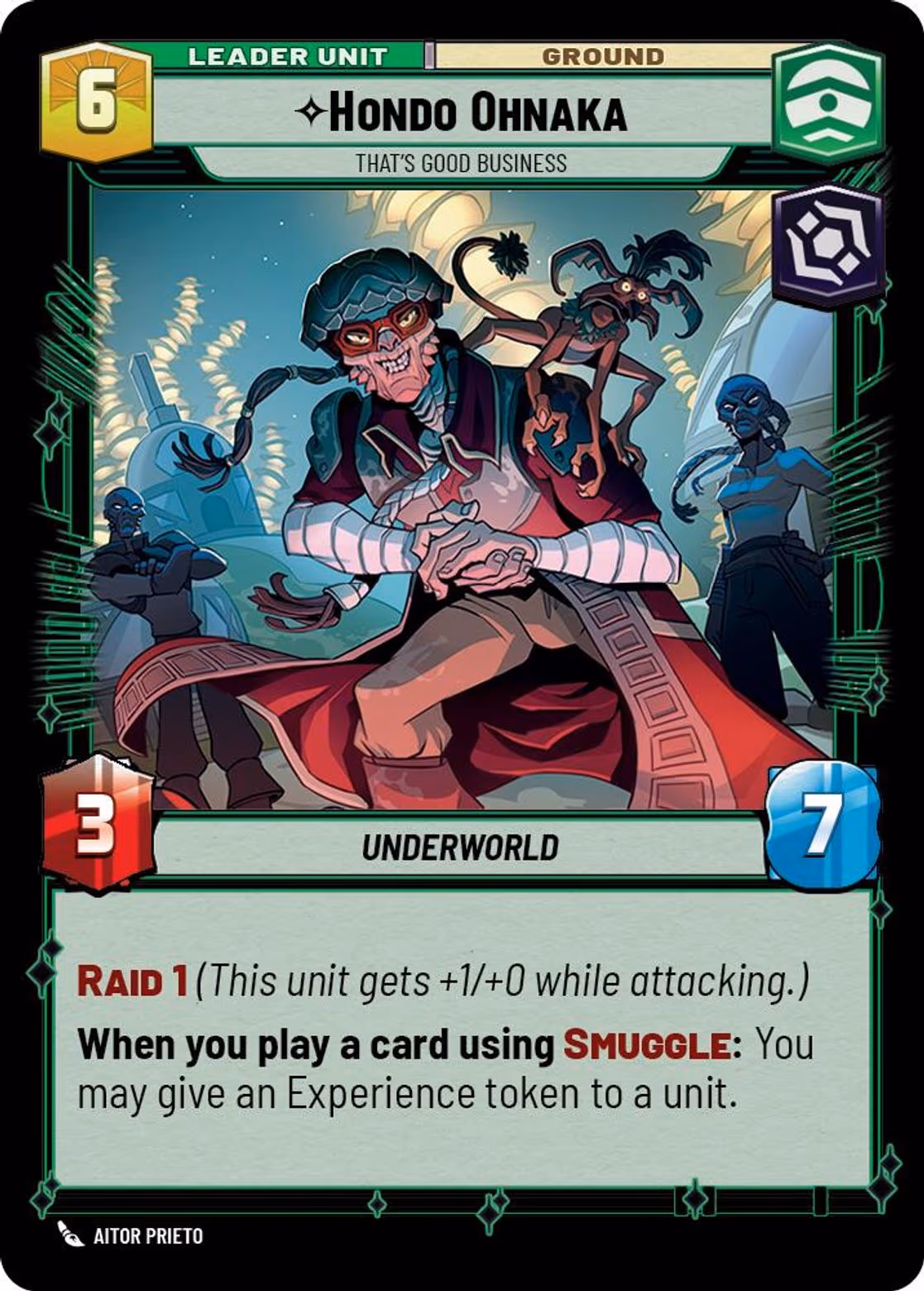 Hondo Ohnaka - That's Good Business SHD-005 Star Wars Unlimited card (back face)