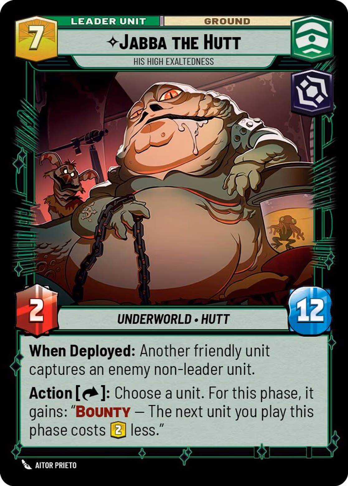 Jabba the Hutt - His High Exaltdeness SHD-006 Star Wars Unlimited card (back face)