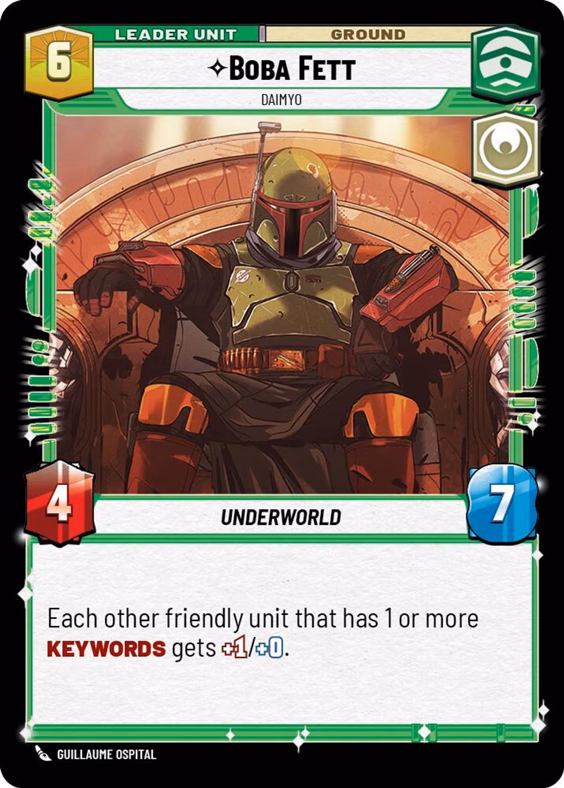 Boba Fett - Daimyo SHD-008 Star Wars Unlimited card (back face)