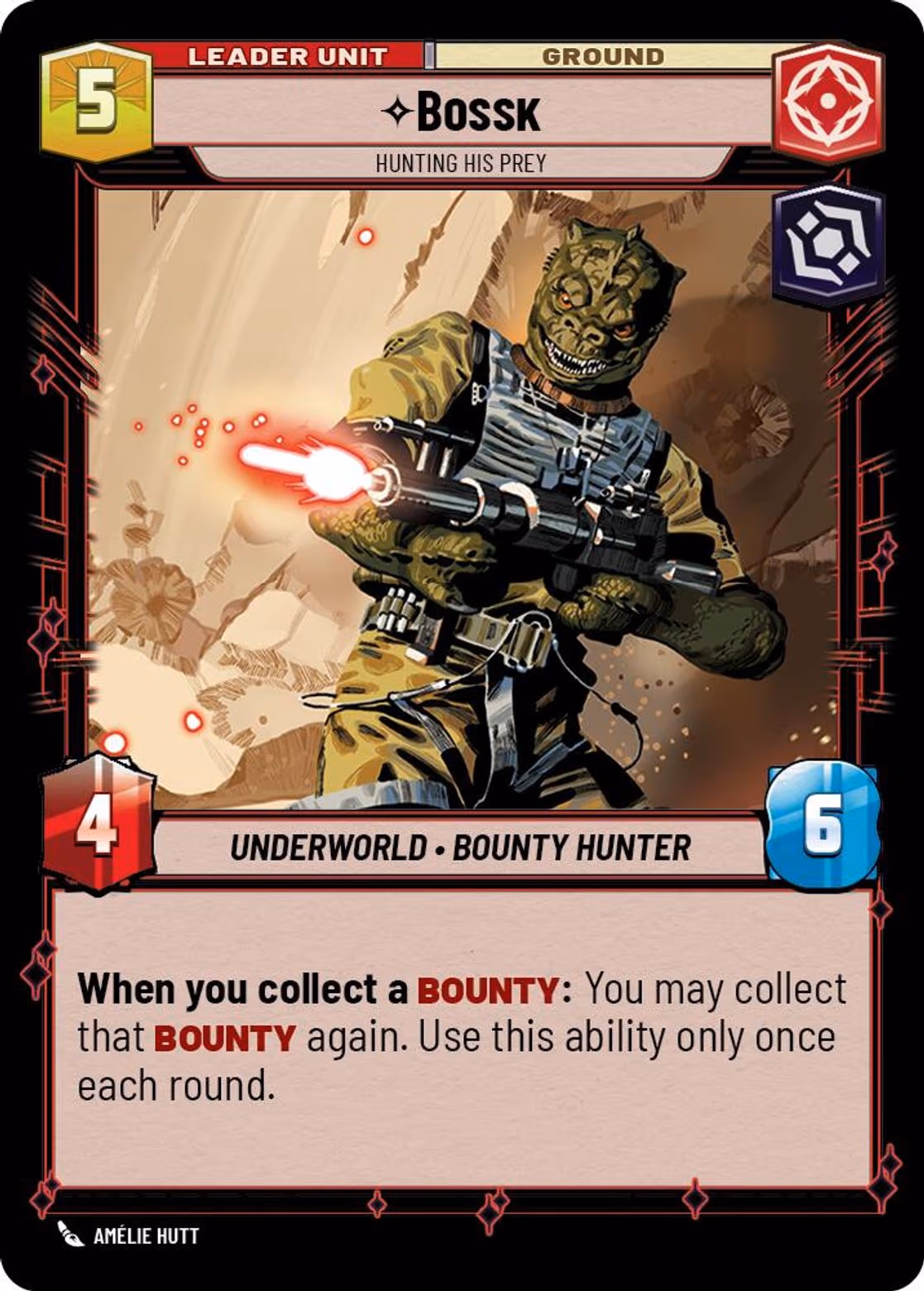 Bossk - Hunting His Prey SHD-010 Star Wars Unlimited card (back face)