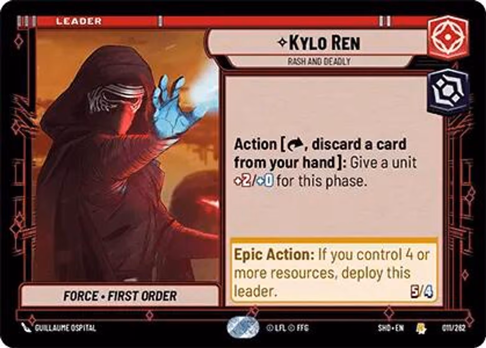 Kylo Ren - Rash and Deadly SHD-011 Star Wars Unlimited card