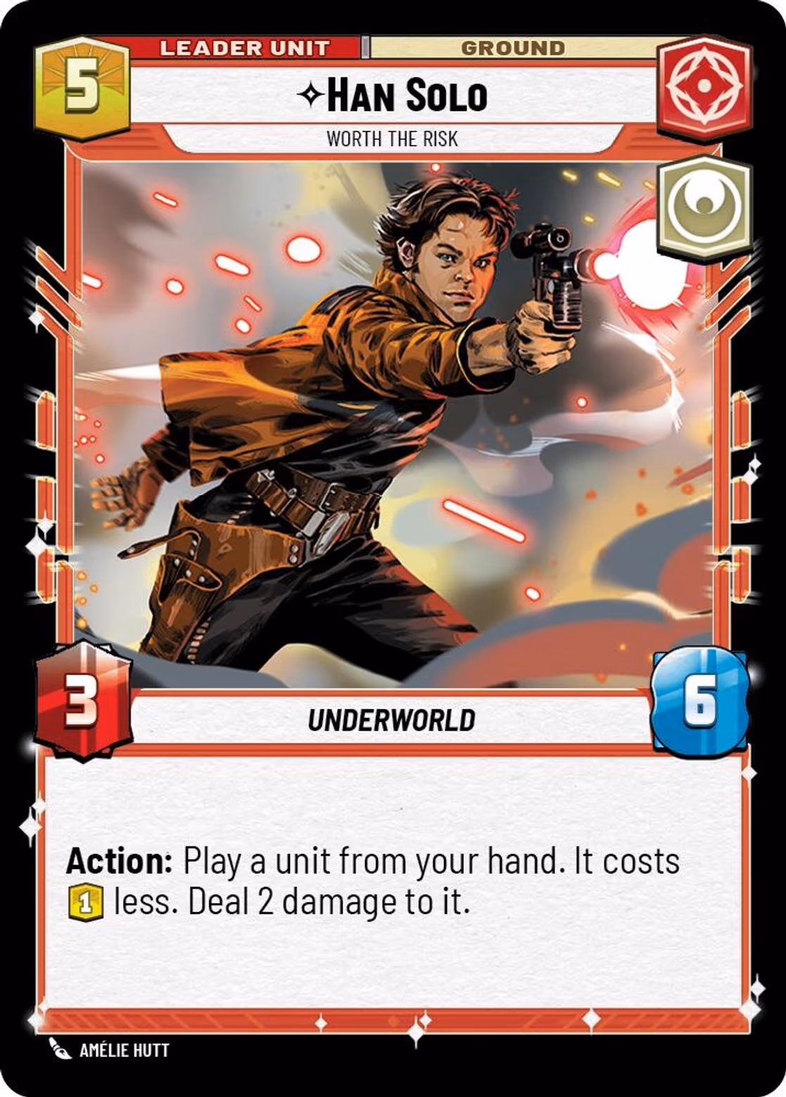 Han Solo - Worth the Risk SHD-013 Star Wars Unlimited card (back face)