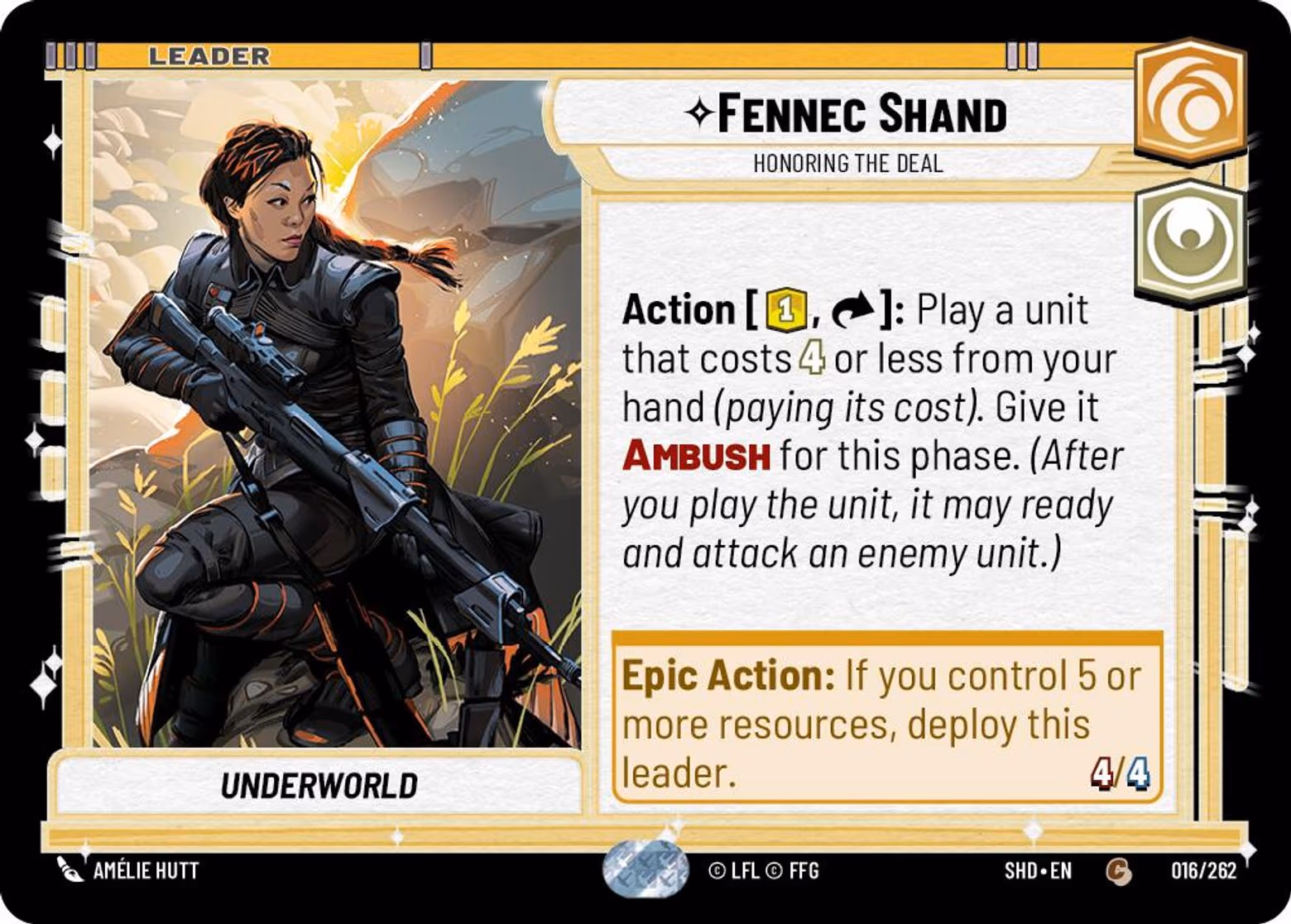 Fennec Shand - Honoring the Deal SHD-016 Star Wars Unlimited card