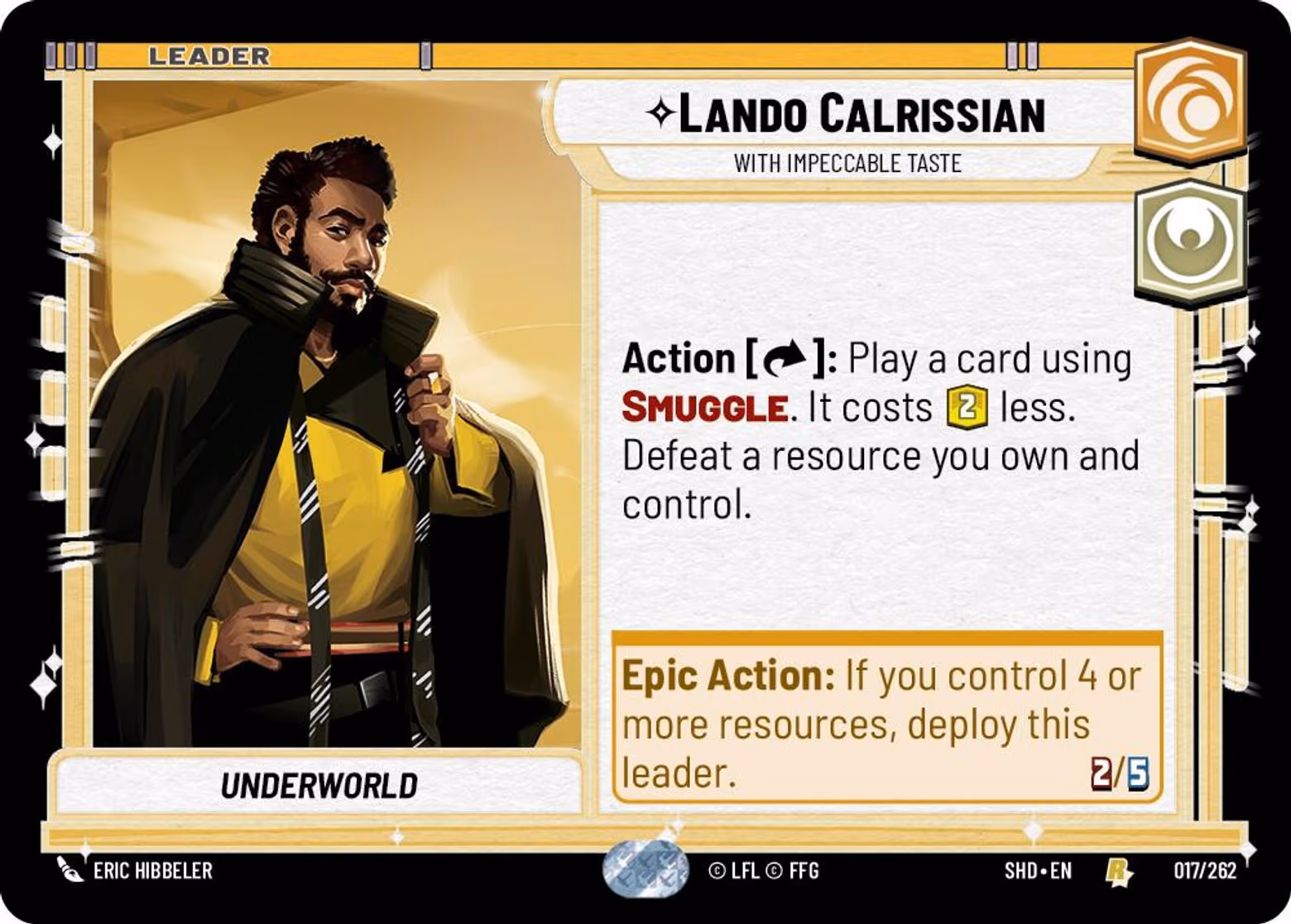 Lando Calrissian - With Impeccable Taste SHD-017 Star Wars Unlimited card