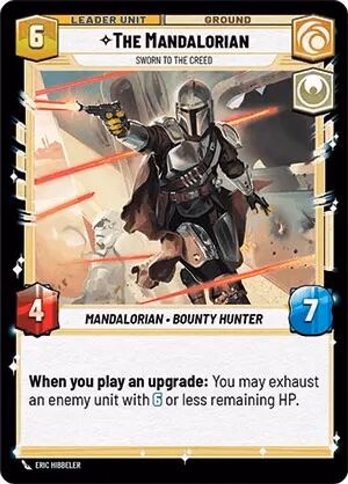 The Mandalorian - Sworn to the Creed SHD-018 Star Wars Unlimited card (back face)