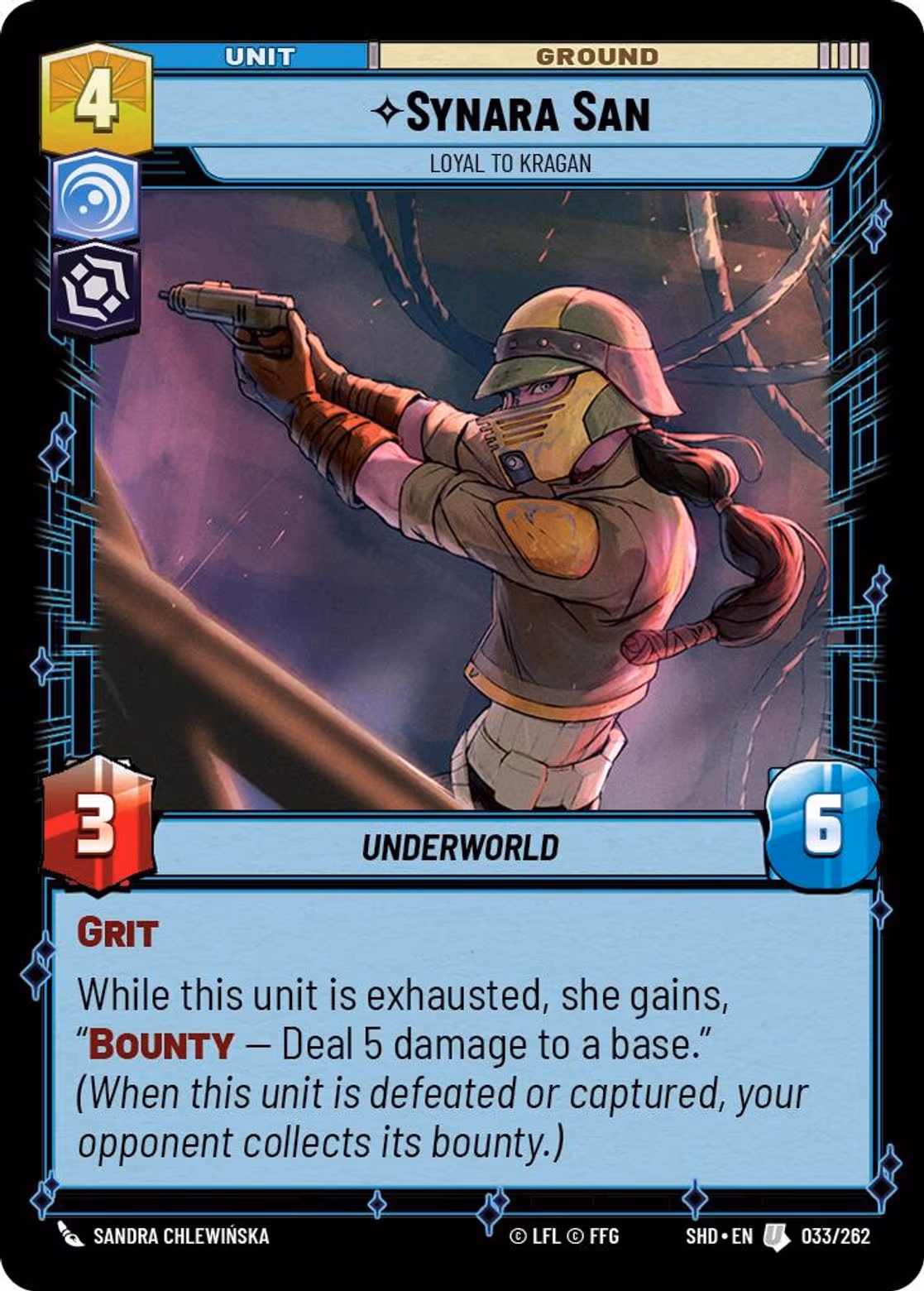 Synara San - Loyal to Kragan SHD-033 Star Wars Unlimited card