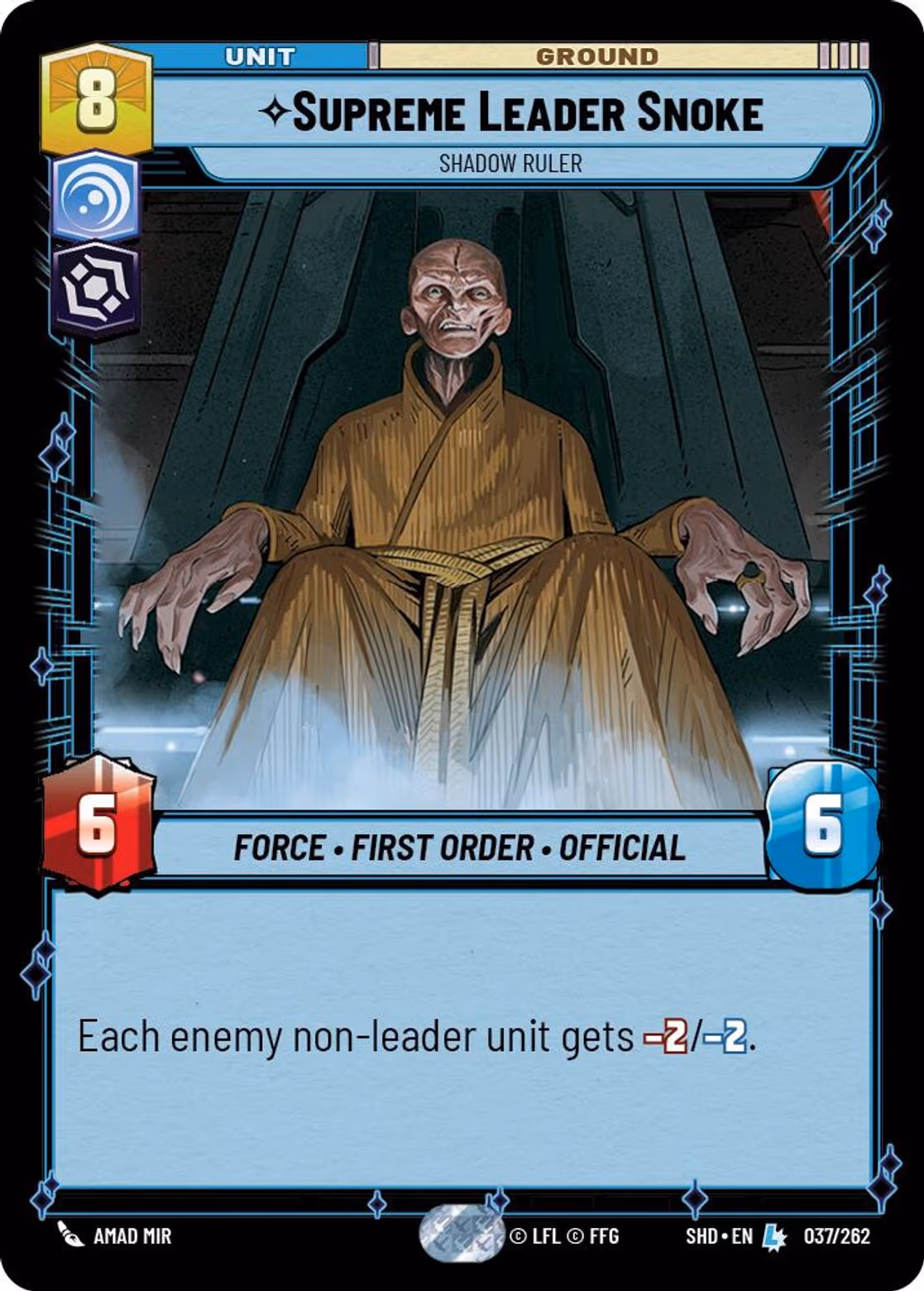 Supreme Leader Snoke - Shadow Ruler SHD-037 Star Wars Unlimited card