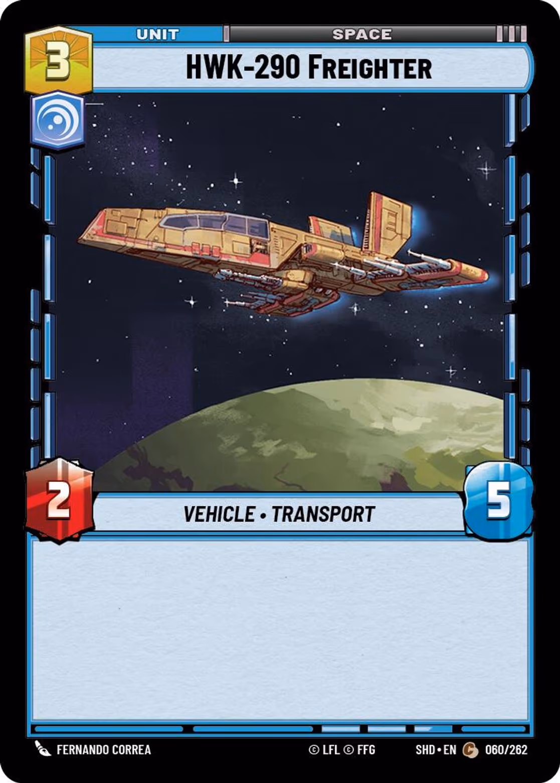HWK-290 Freighter SHD-060 Star Wars Unlimited card