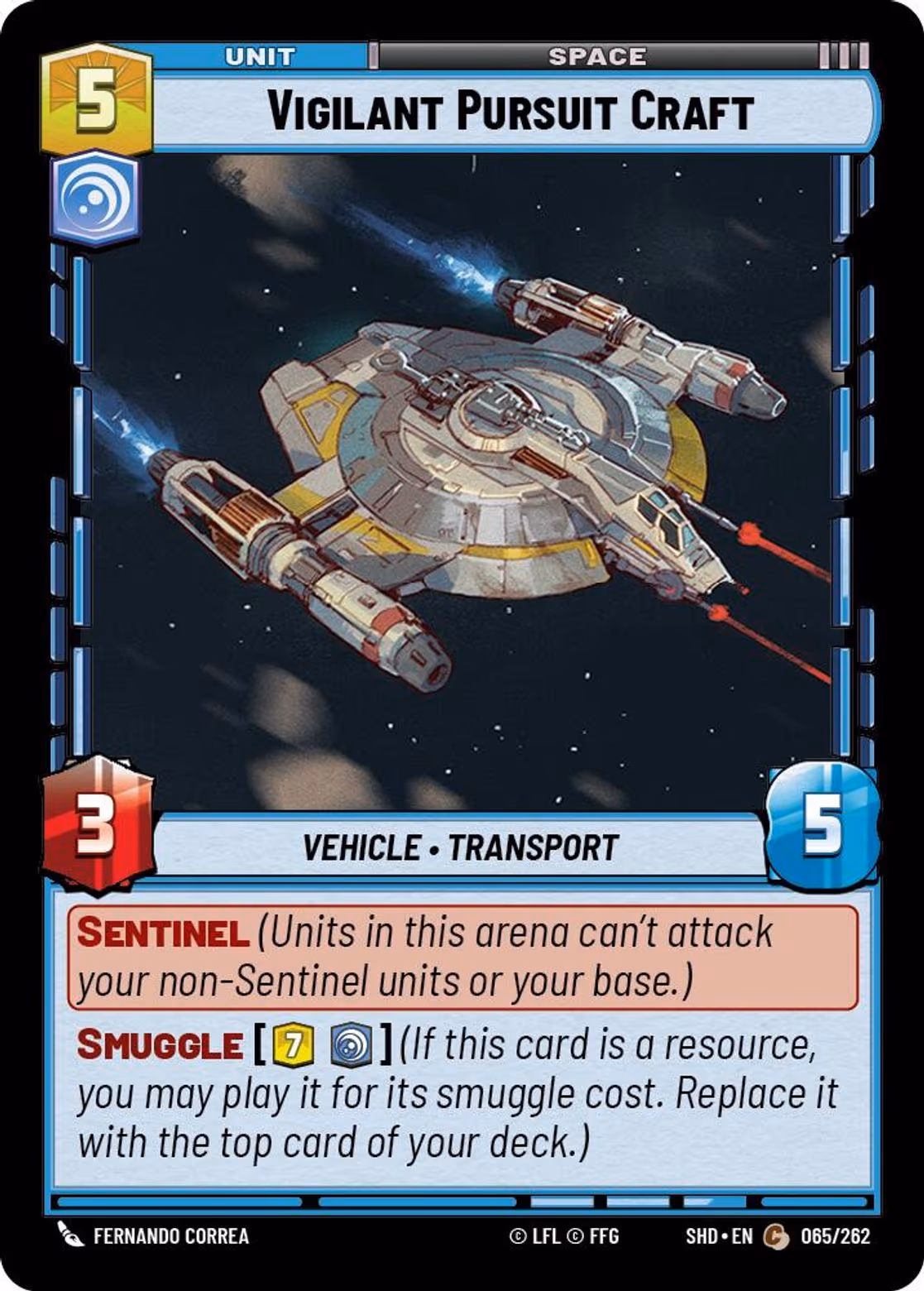 Vigilant Pursuit Craft SHD-065 Star Wars Unlimited card