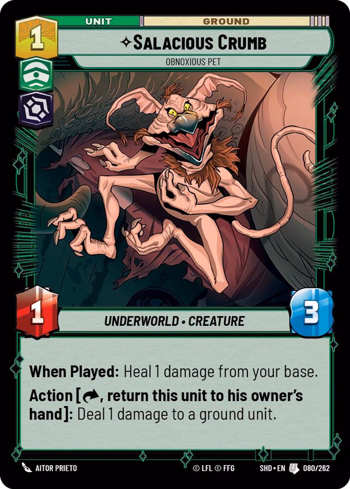 Salacious Crumb - Obnoxious Pet SHD-080 Star Wars Unlimited card
