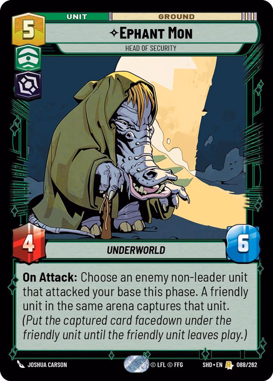 Ephant Mon - Head of Security SHD-088 Star Wars Unlimited card