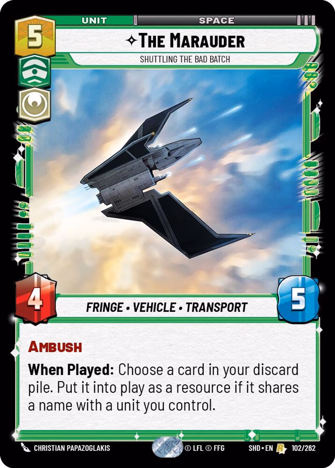 The Marauder - Shuttling the Bad Batch SHD-102 Star Wars Unlimited card