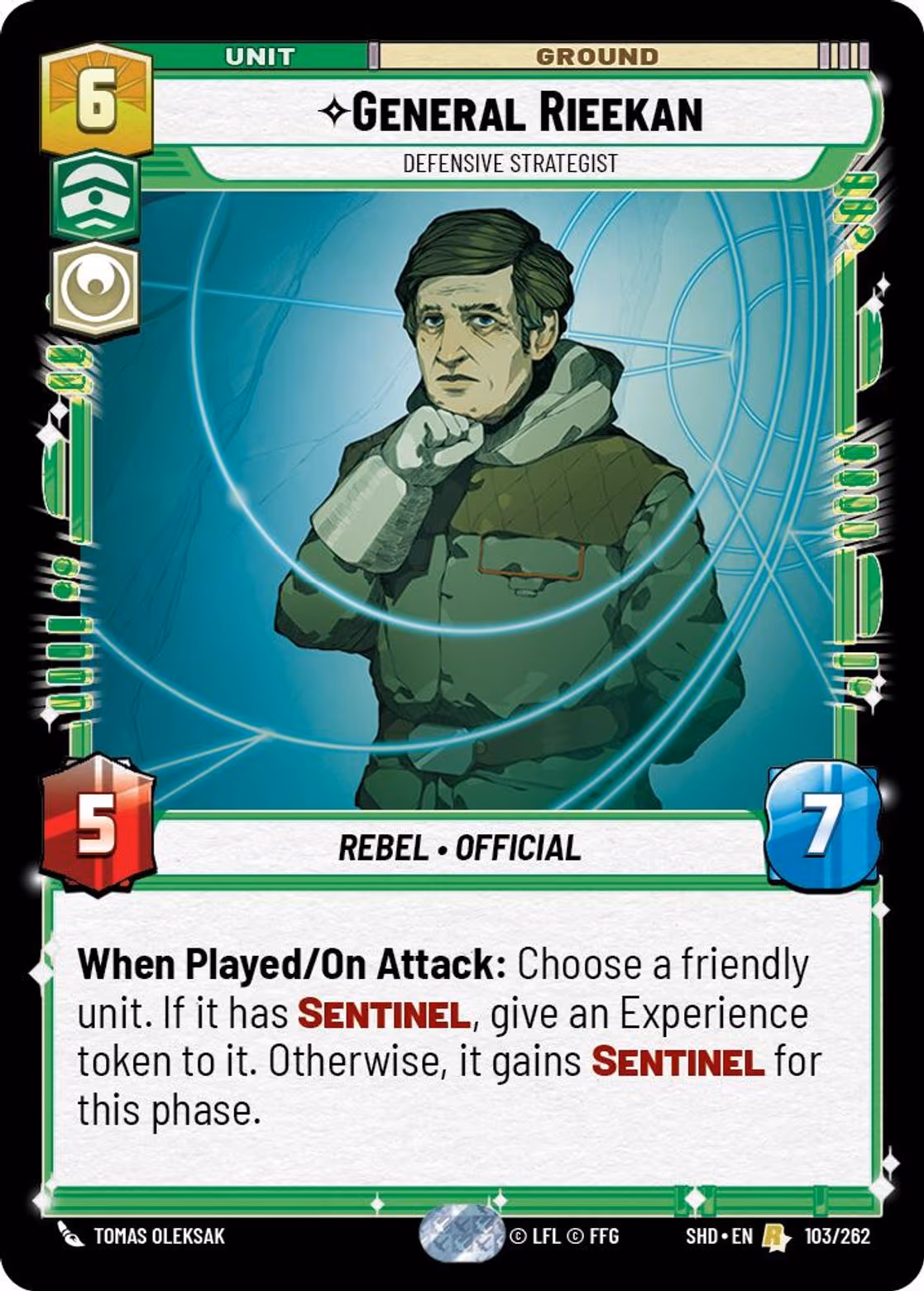 General Rieekan - Defensive Strategist SHD-103 Star Wars Unlimited card