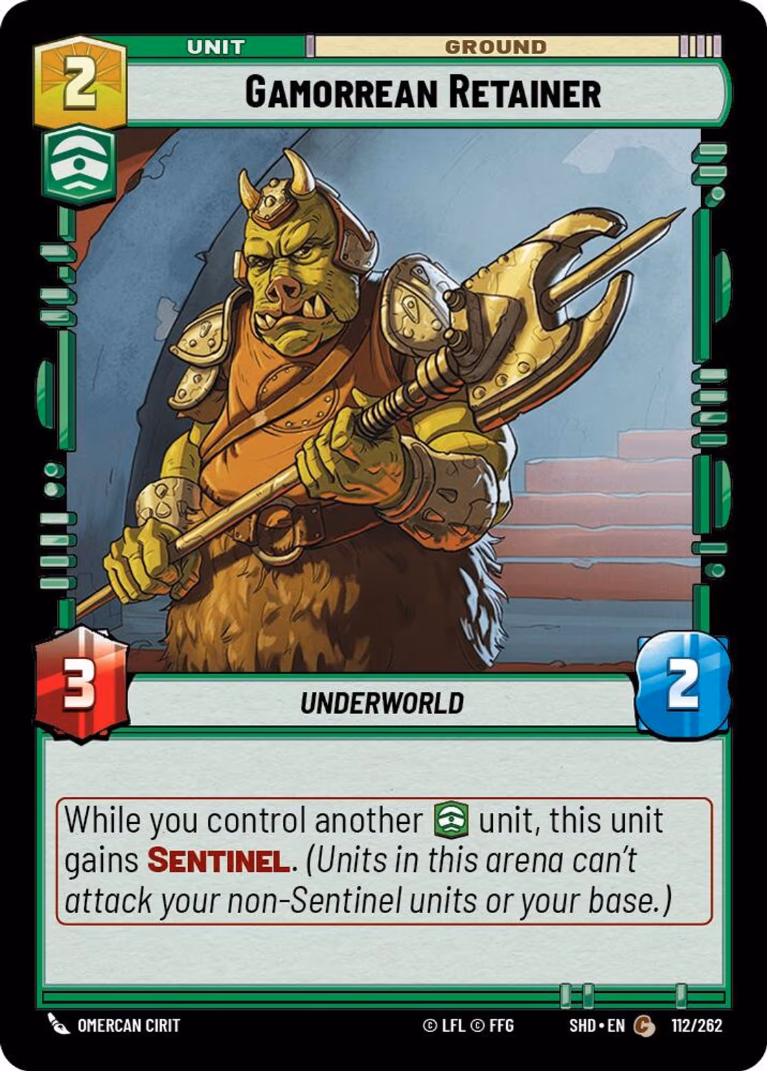 Gamorrean Retainer SHD-112 Star Wars Unlimited card