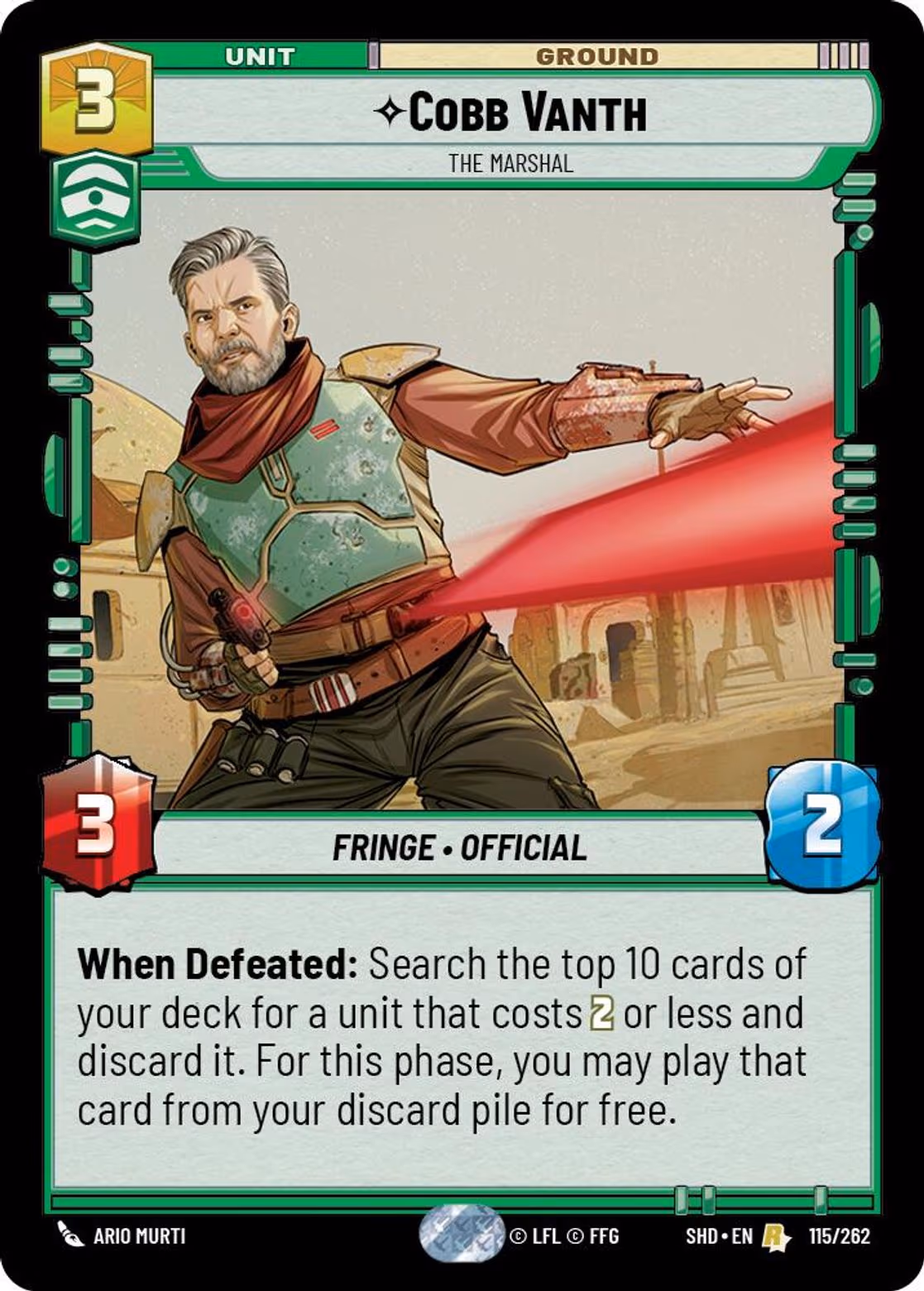 Cobb Vanth - The Marshal SHD-115 Star Wars Unlimited card