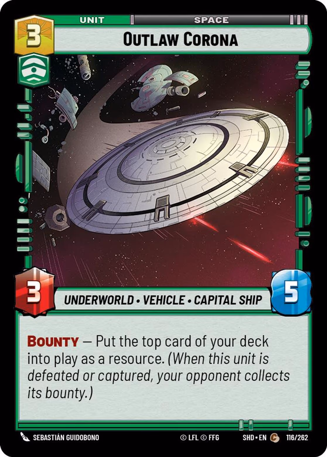 Outlaw Corona SHD-116 Star Wars Unlimited card