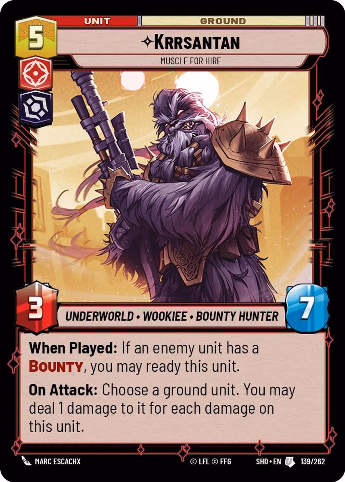 Krrsantan - Muscle for Hire SHD-139 Star Wars Unlimited card