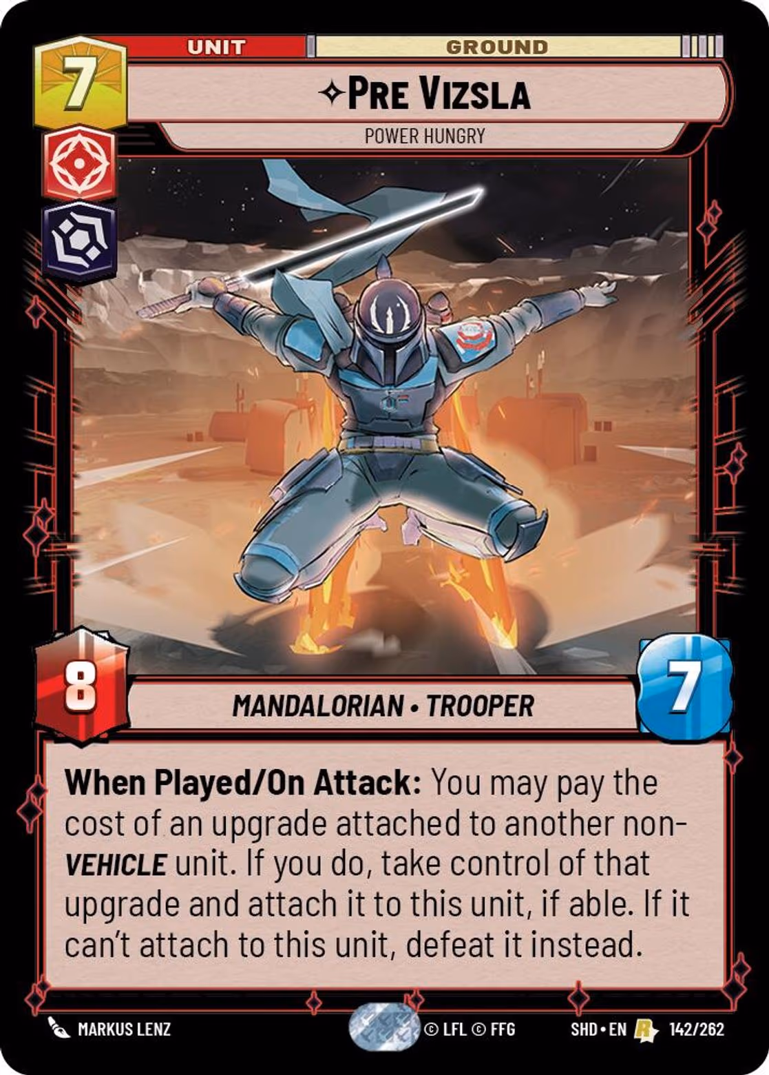 Pre Vizsla - Power Hungry SHD-142 Star Wars Unlimited card