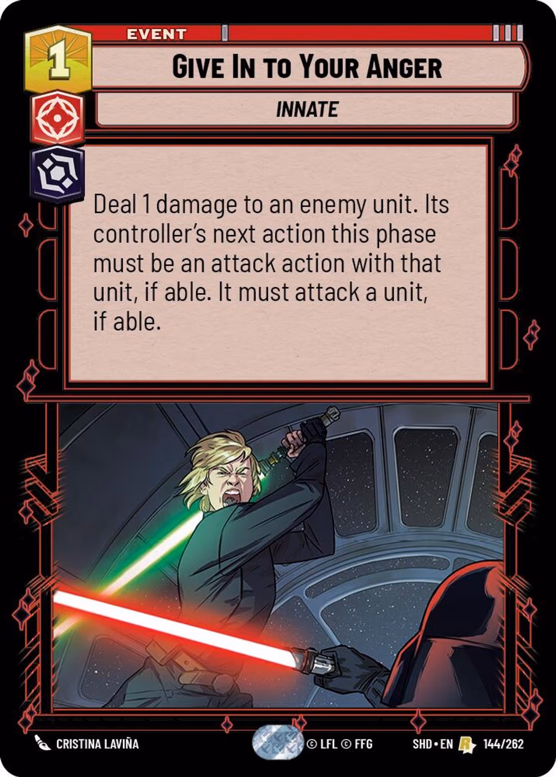 Give In to Your Anger SHD-144 Star Wars Unlimited card