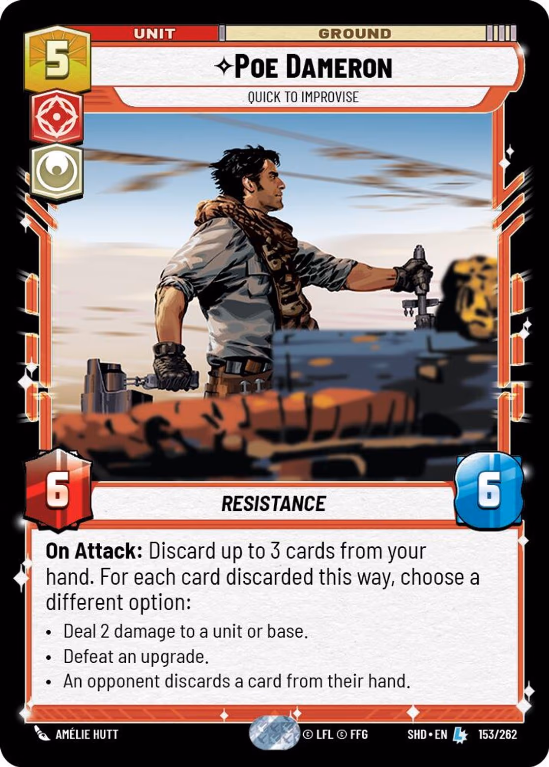 Poe Dameron - Quick to Improvise SHD-153 Star Wars Unlimited card
