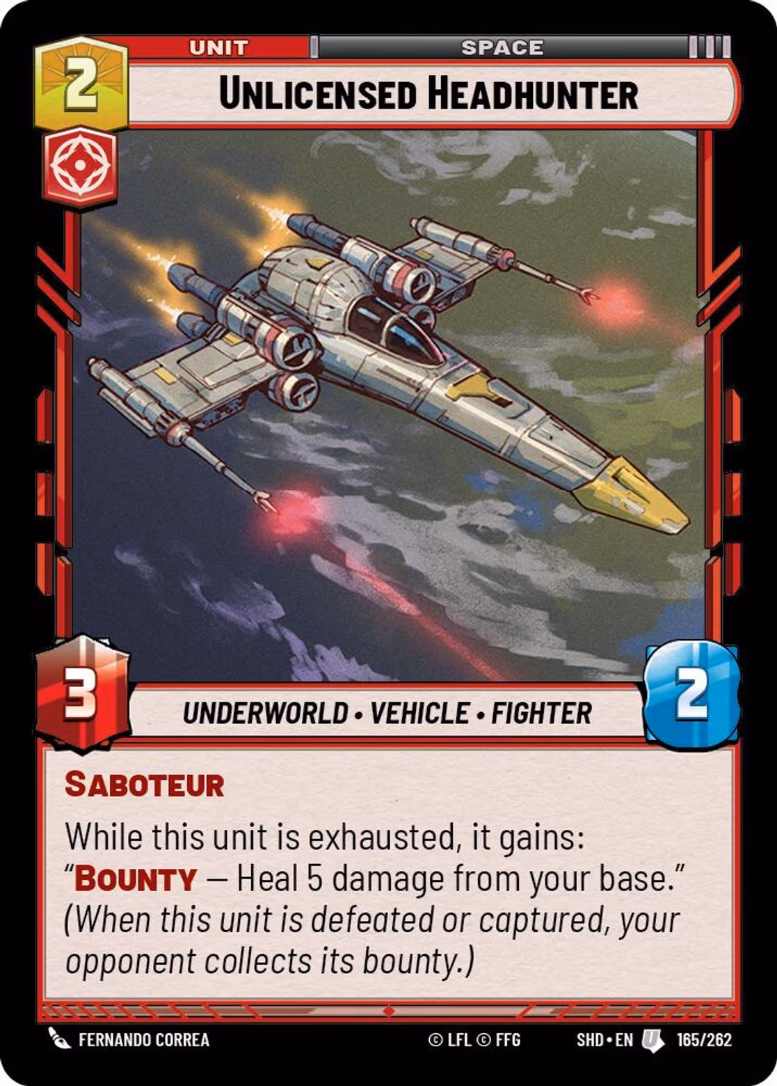 Unlicensed Headhunter SHD-165 Star Wars Unlimited card