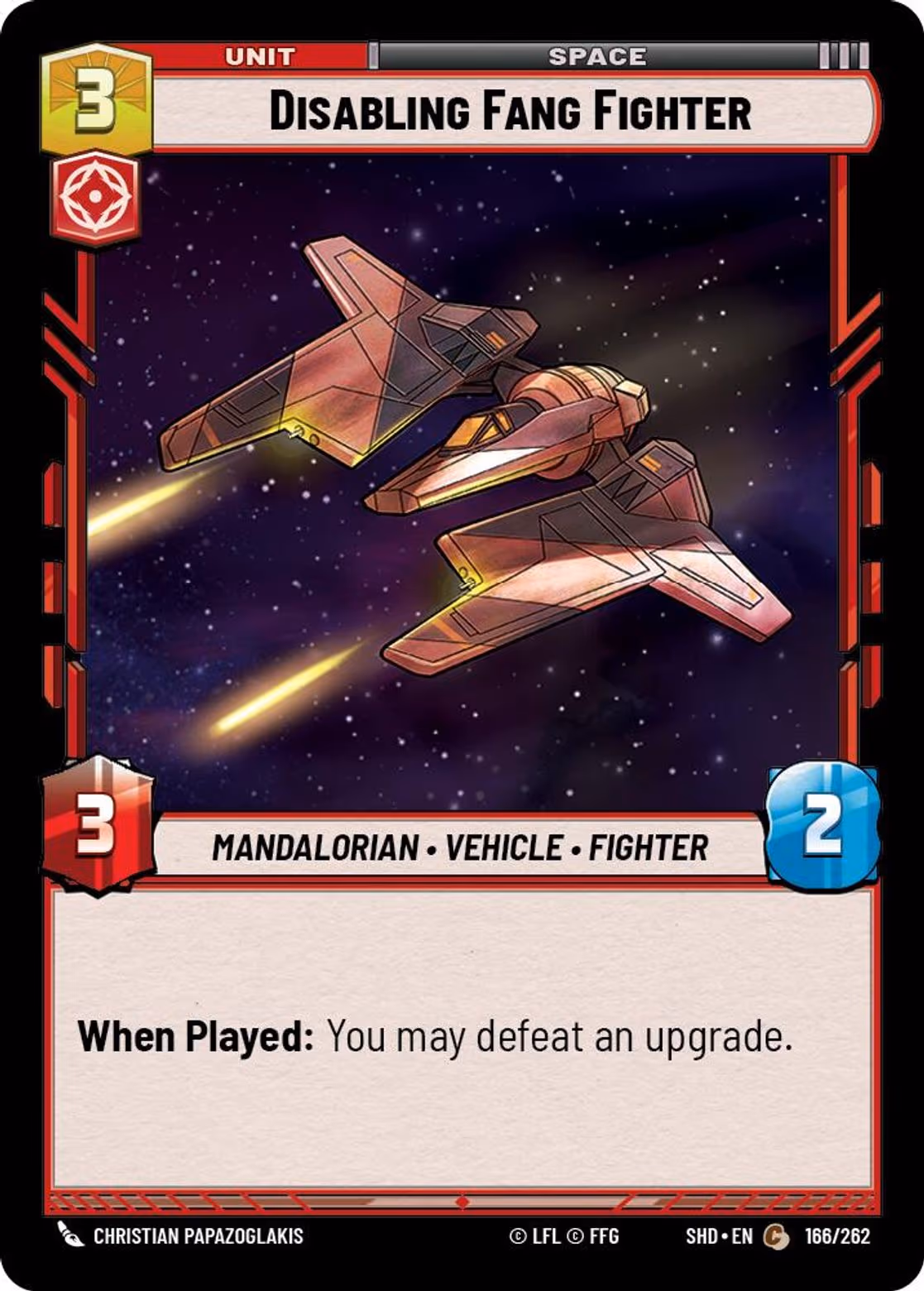 Disabling Fang Fighter SHD-166 Star Wars Unlimited card