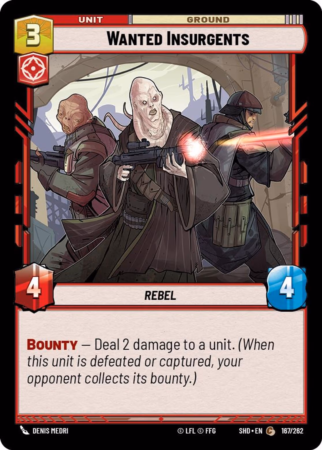 Wanted Insurgents SHD-167 Star Wars Unlimited card