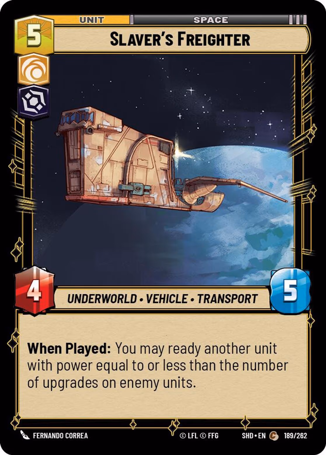 Slaver's Freighter SHD-189 Star Wars Unlimited card