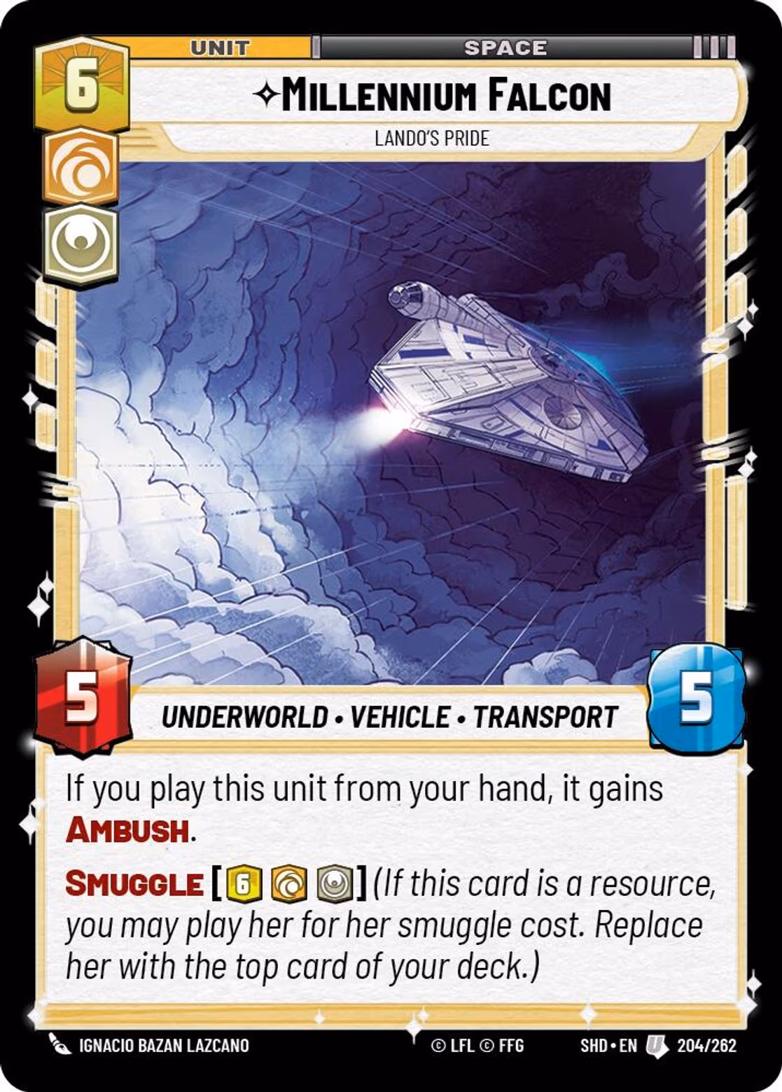 Millennium Falcon - Lando's Pride SHD-204 Star Wars Unlimited card