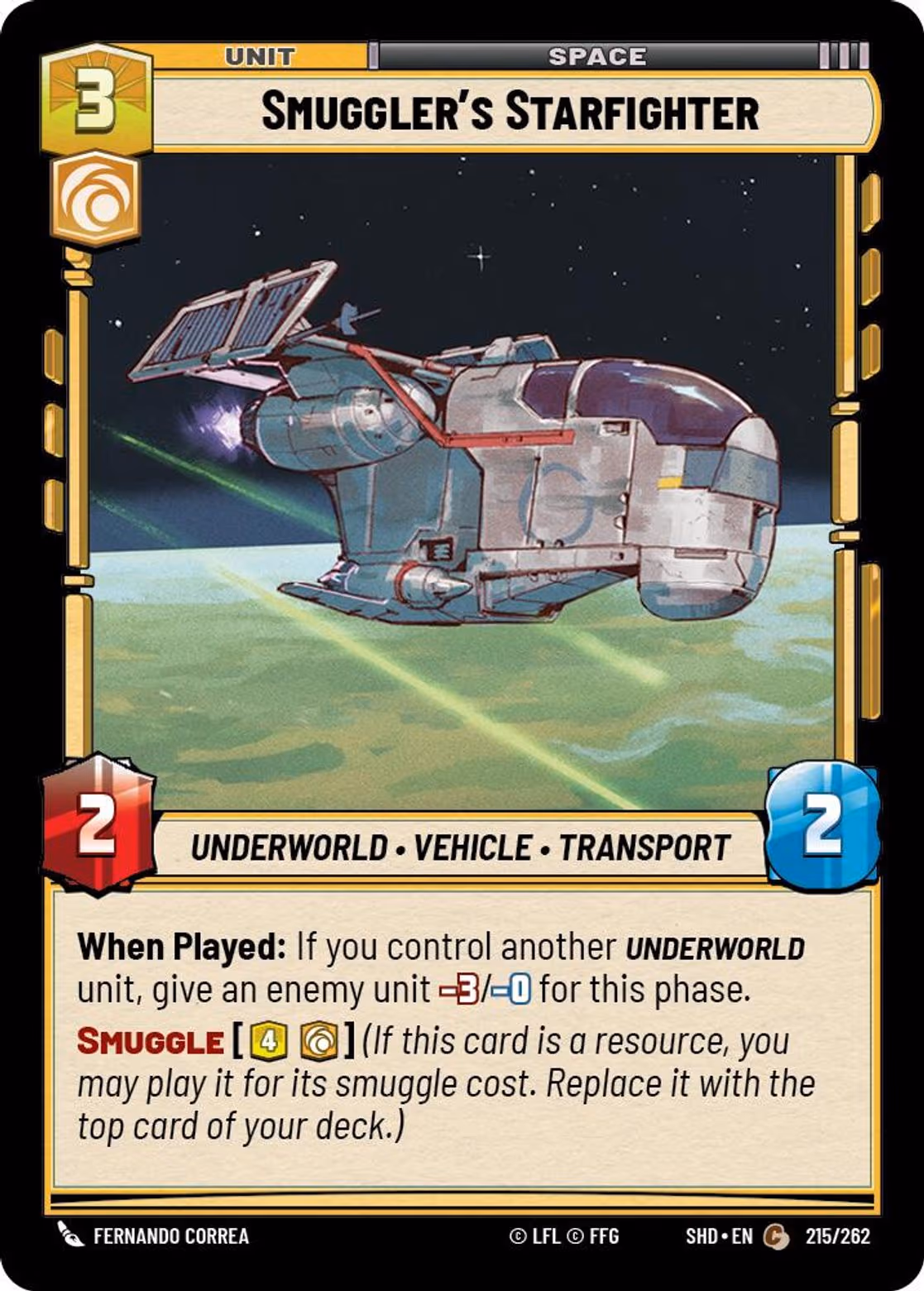 Smuggler's Starfighter SHD-215 Star Wars Unlimited card