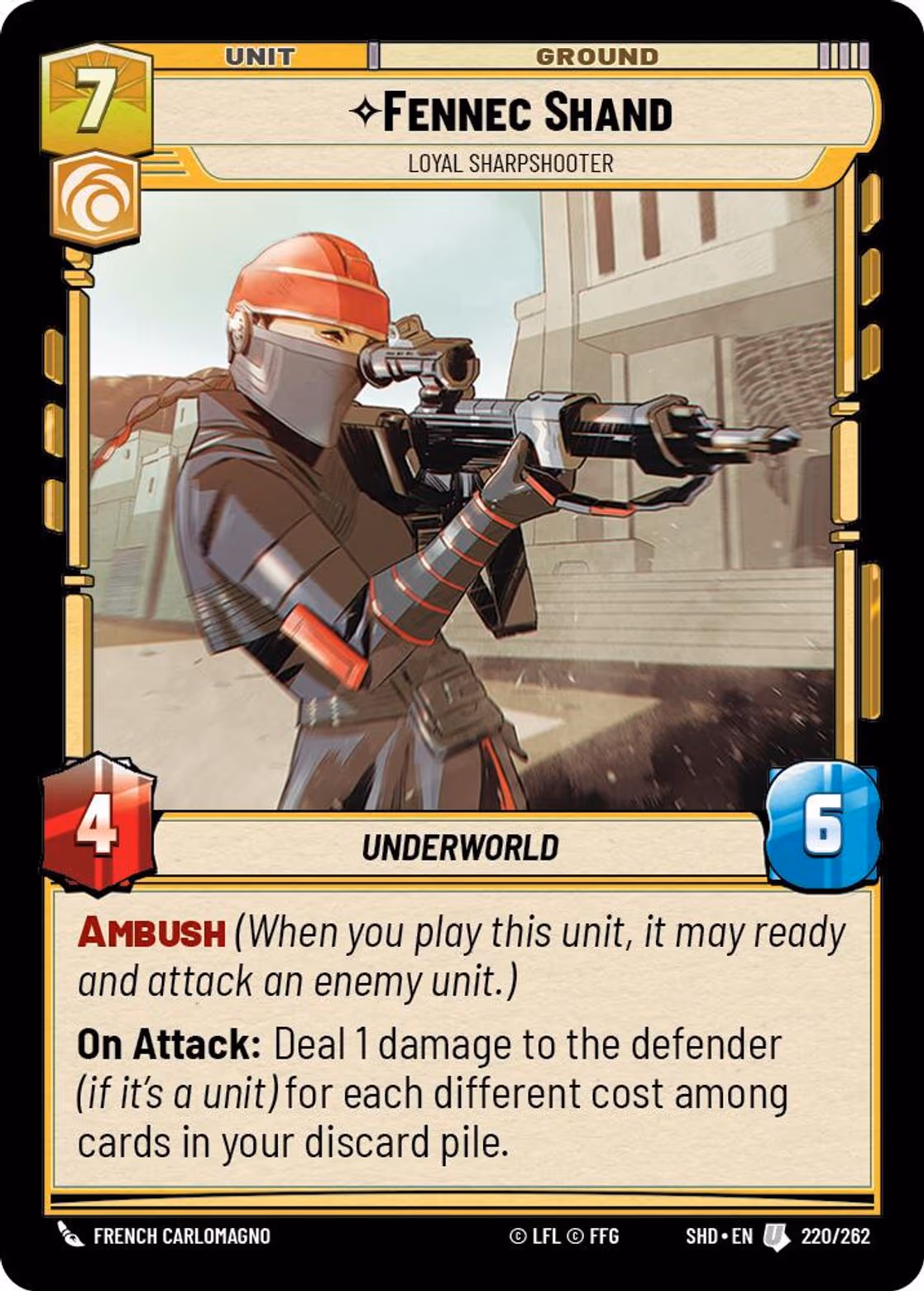 Fennec Shand - Loyal Sharpshooter SHD-220 Star Wars Unlimited card