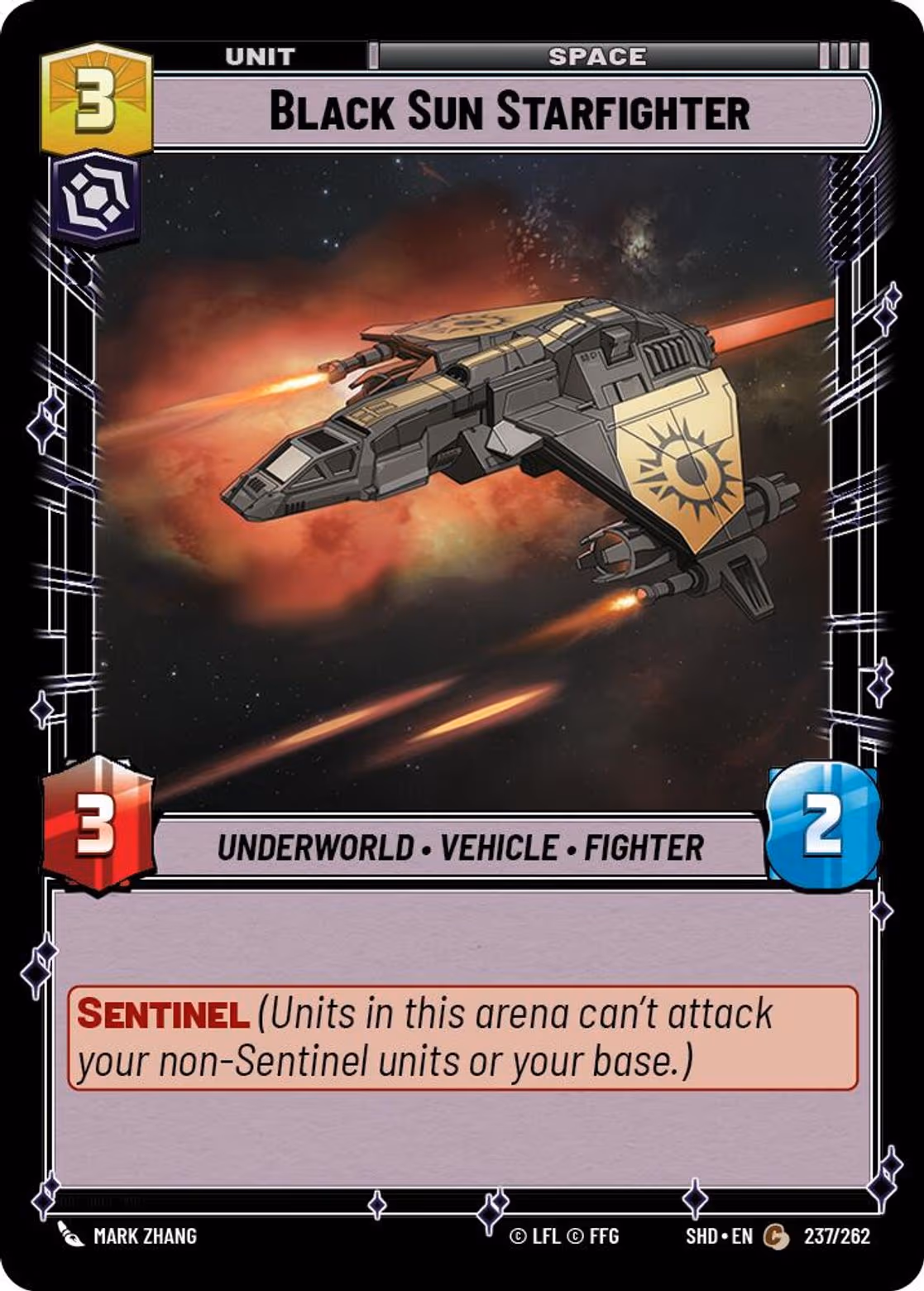 Black Sun Starfighter SHD-237 Star Wars Unlimited card