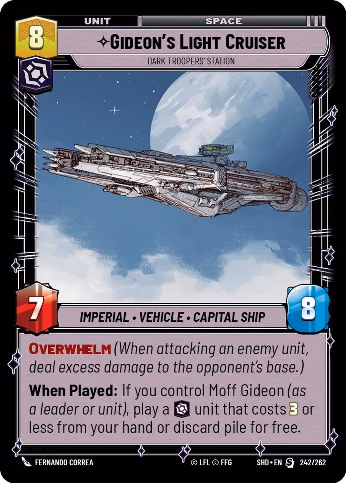 Gideon's Light Cruiser - Dark Troopers' Station SHD-242 Star Wars Unlimited card