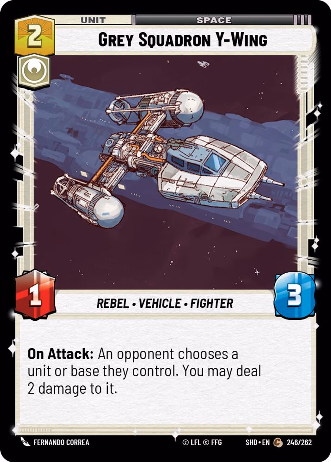 Grey Squadron Y-Wing SHD-246 Star Wars Unlimited card