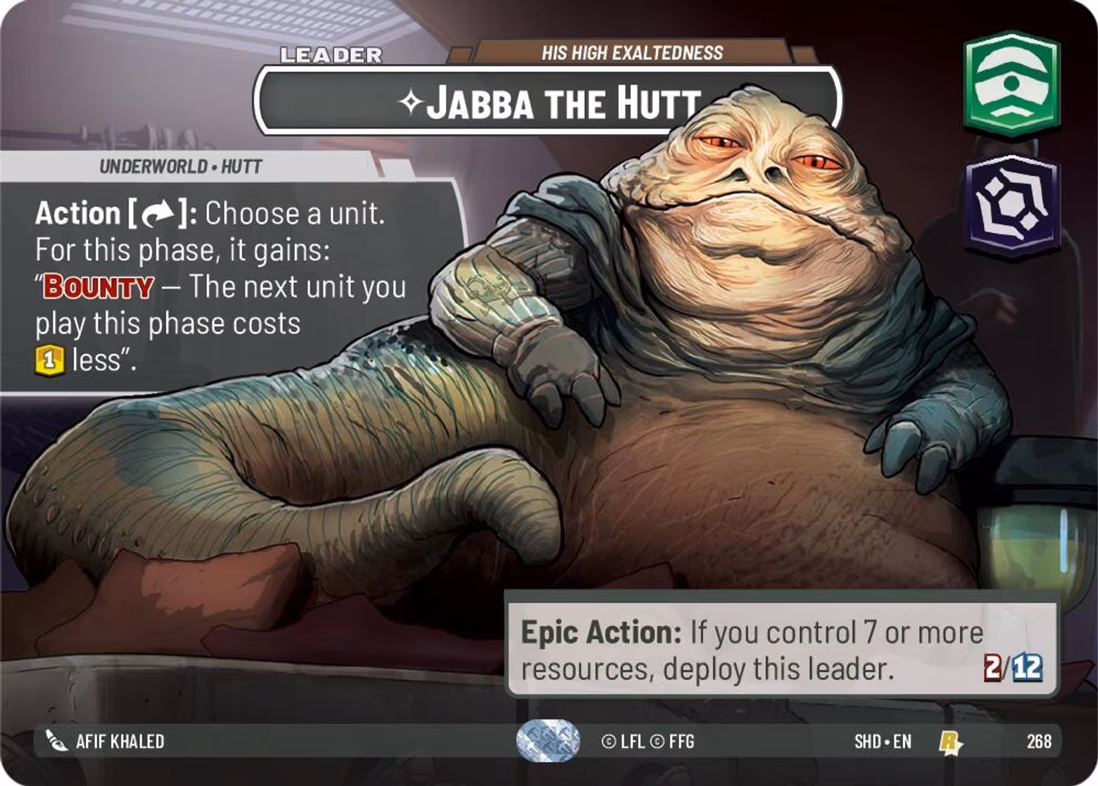 Jabba the Hutt - His High Exaltdeness SHD-268 Showcase Star Wars Unlimited card