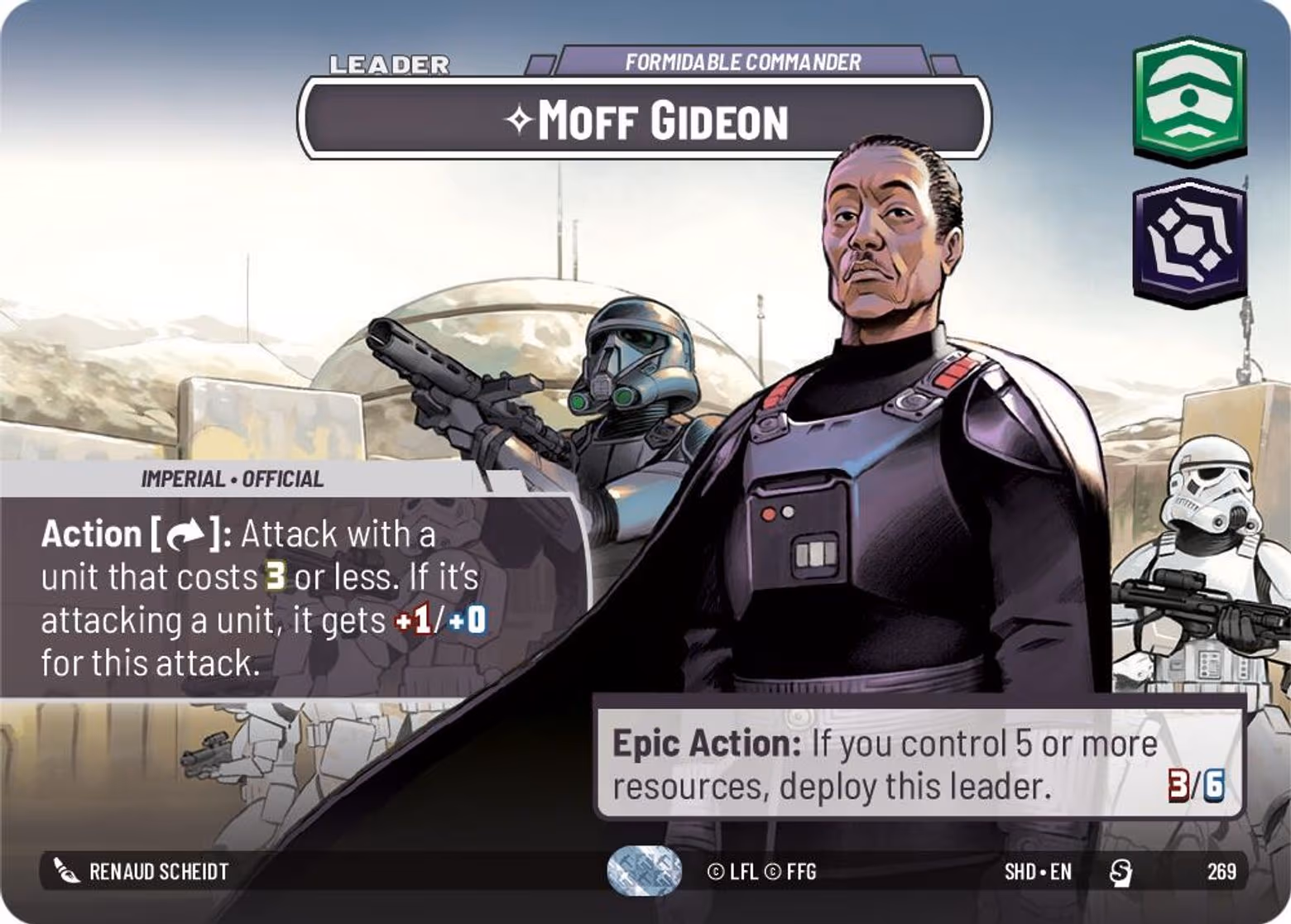 Moff Gideon - Formidable Commander SHD-269 Showcase Star Wars Unlimited card