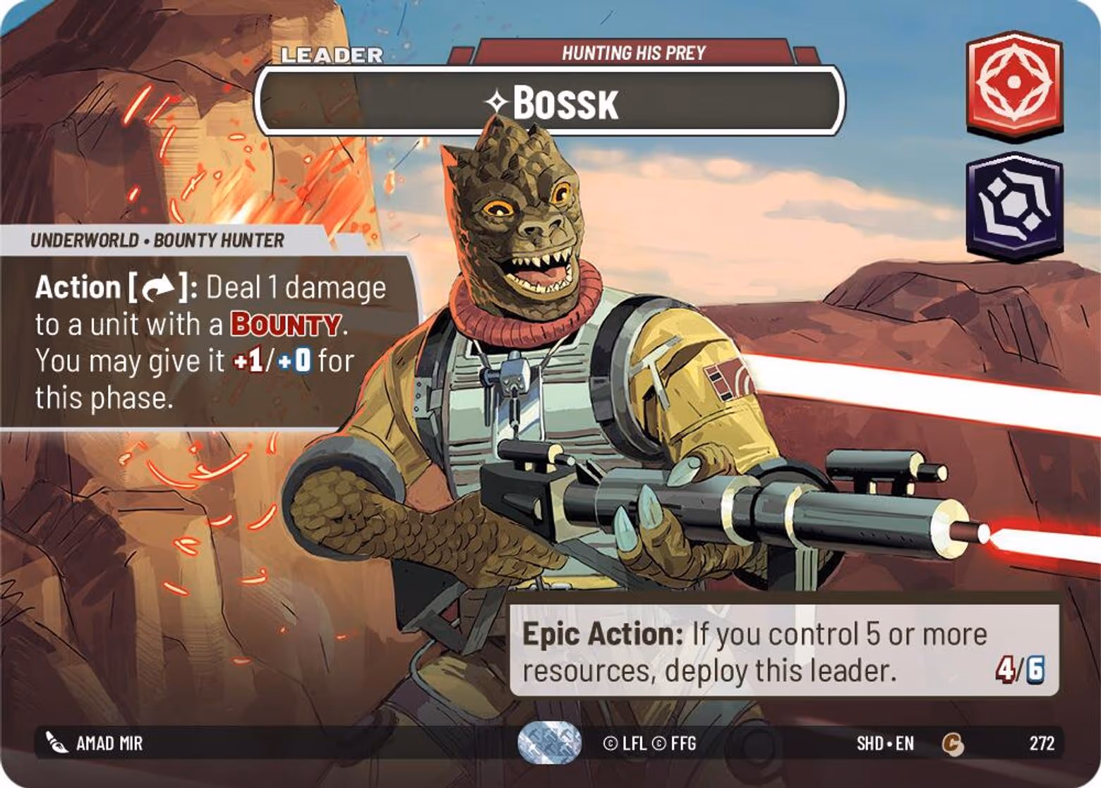 Bossk - Hunting His Prey SHD-272 Showcase Star Wars Unlimited card