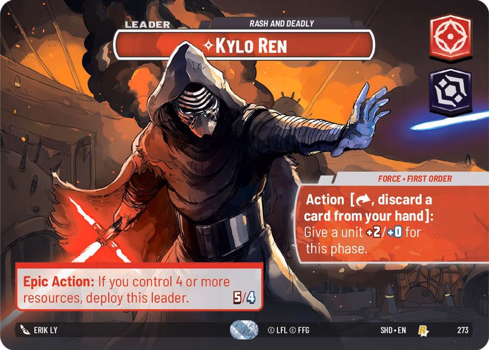 Kylo Ren - Rash and Deadly SHD-273 Showcase Star Wars Unlimited card
