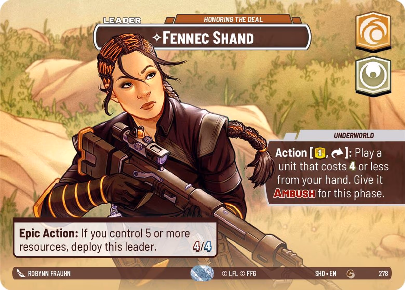 Fennec Shand - Honoring the Deal SHD-278 Showcase Star Wars Unlimited card