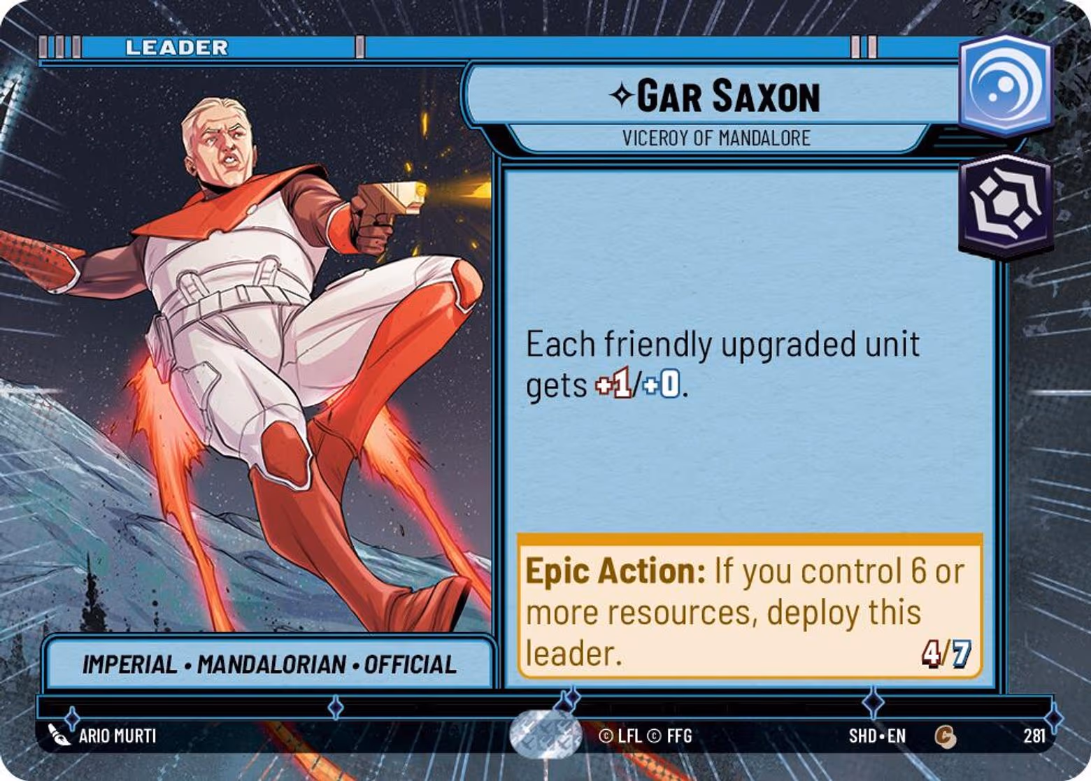 Gar Saxon - Viceroy of Mandalore SHD-281 Hyperspace Star Wars Unlimited card