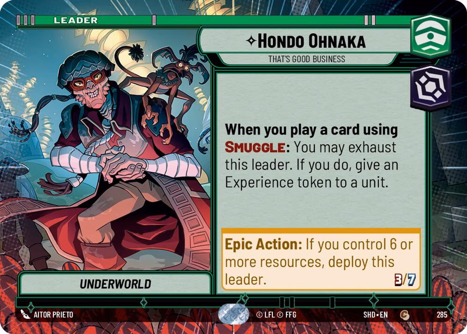 Hondo Ohnaka - That's Good Business SHD-285 Hyperspace Star Wars Unlimited card