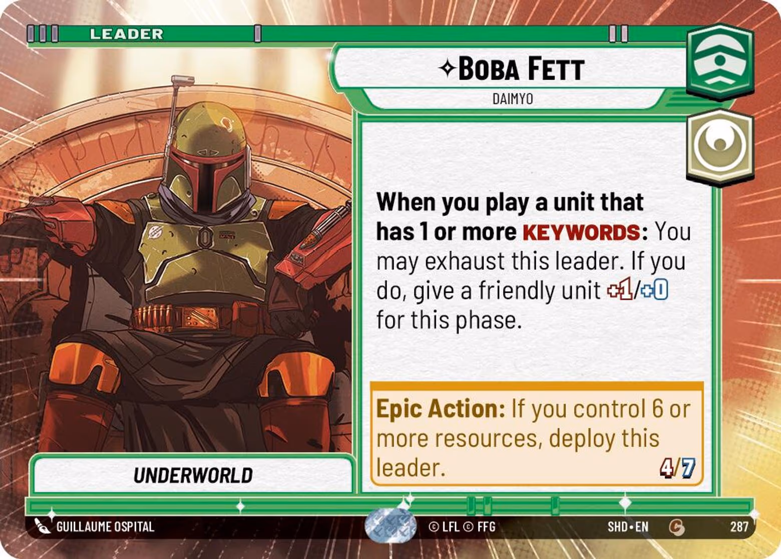 Boba Fett - Daimyo SHD-287 Hyperspace Star Wars Unlimited card