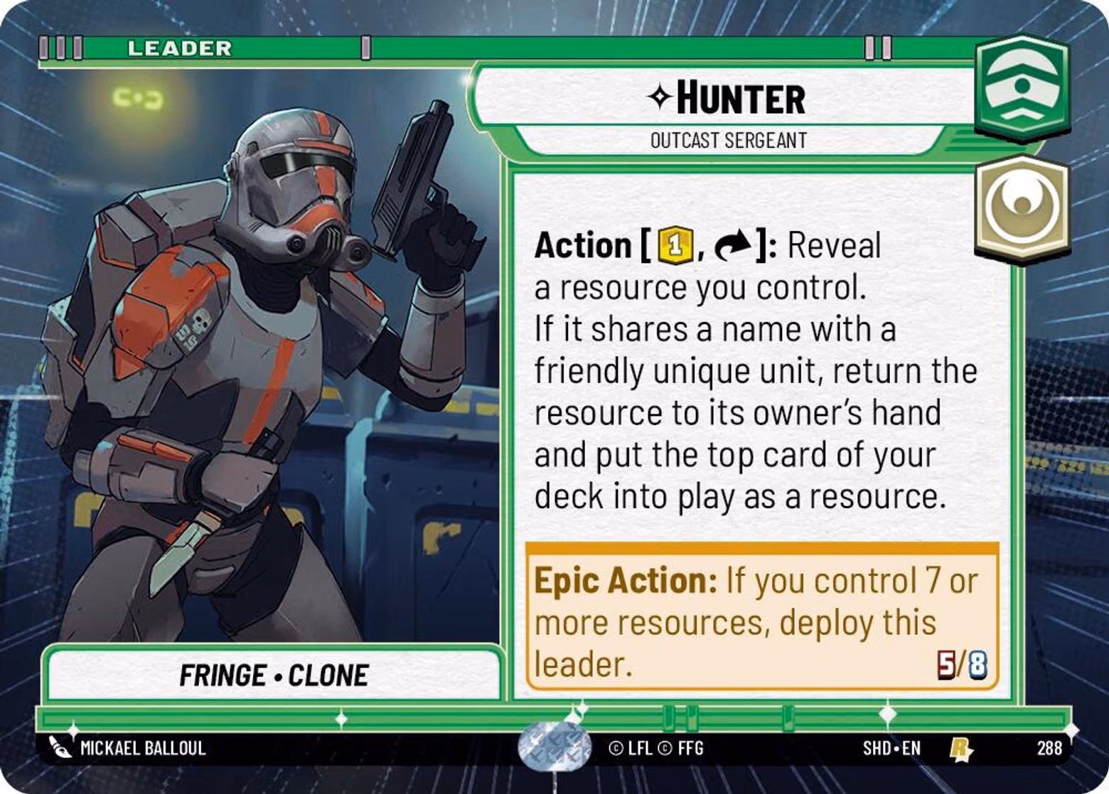 Hunter - Outcast Sergeant SHD-288 Hyperspace Star Wars Unlimited card