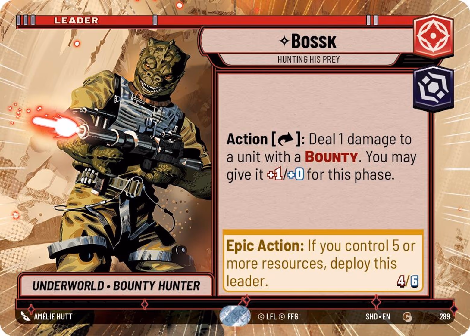 Bossk - Hunting His Prey SHD-289 Hyperspace Star Wars Unlimited card