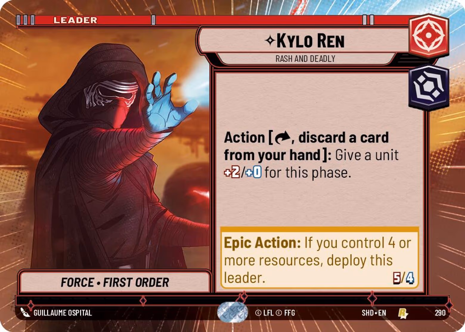Kylo Ren - Rash and Deadly SHD-290 Hyperspace Star Wars Unlimited card