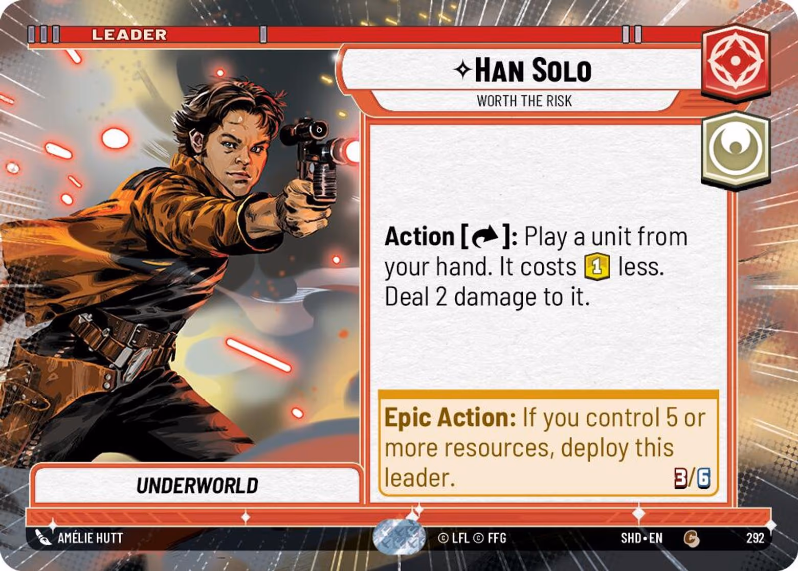 Han Solo - Worth the Risk SHD-292 Hyperspace Star Wars Unlimited card