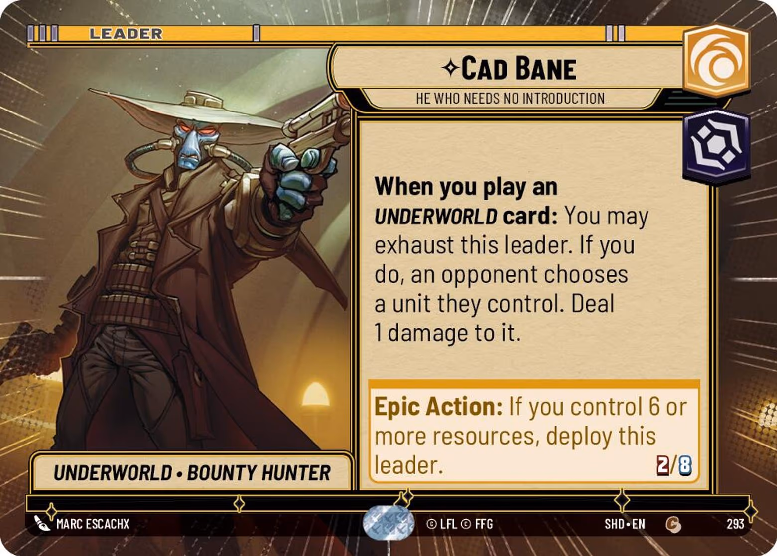 Cad Bane - He Who Needs No Introduction SHD-293 Hyperspace Star Wars Unlimited card