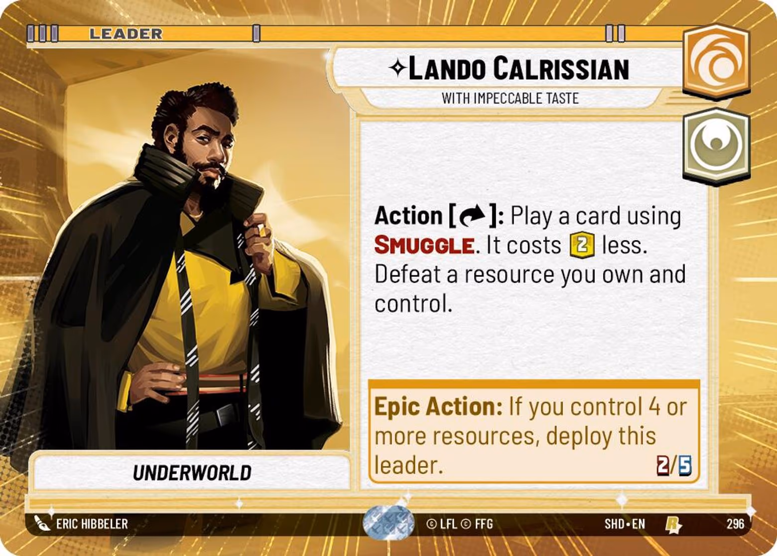 Lando Calrissian - With Impeccable Taste SHD-296 Hyperspace Star Wars Unlimited card