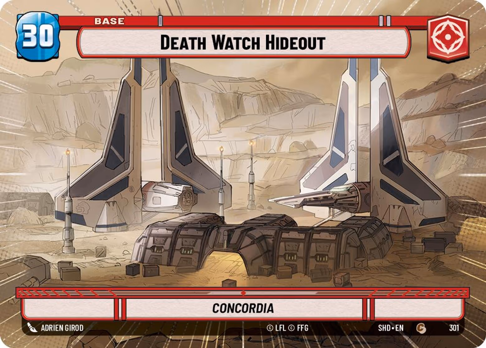 Death Watch Hideout - Concordia SHD-301 Hyperspace Star Wars Unlimited card